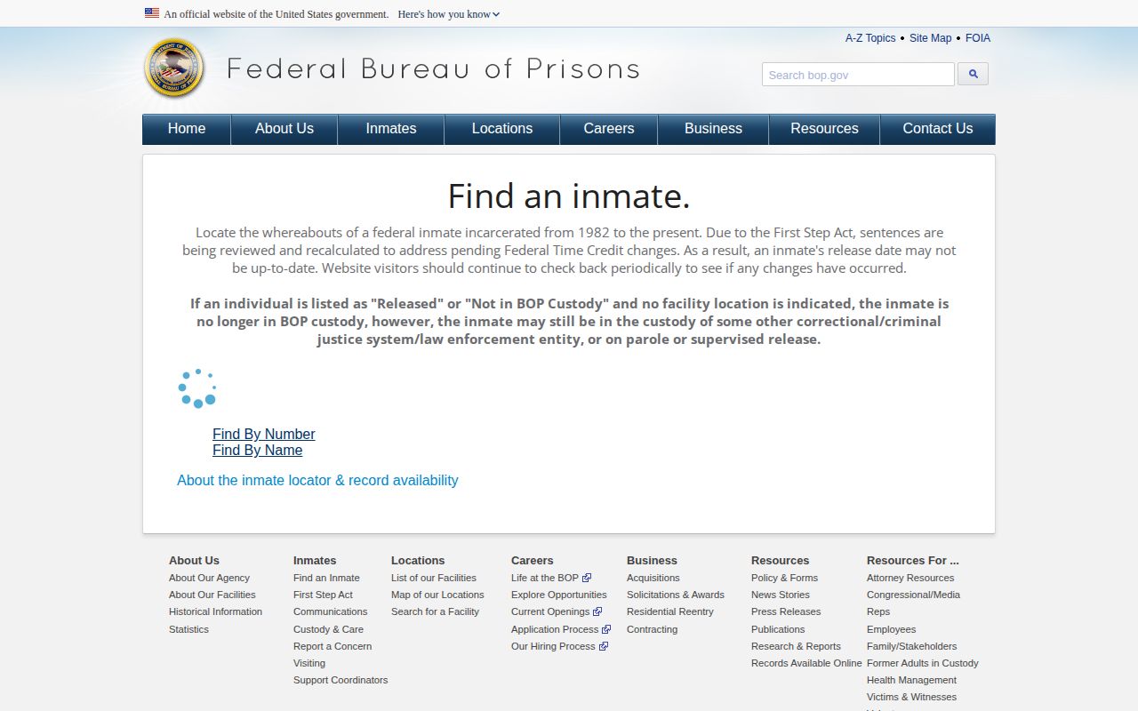Federal Bureau of Prisons Boise County release locator